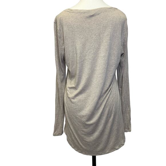 White House Black Market Beige Long Sleeve Ribbed Tee - Size Large - Picture 3 of 9